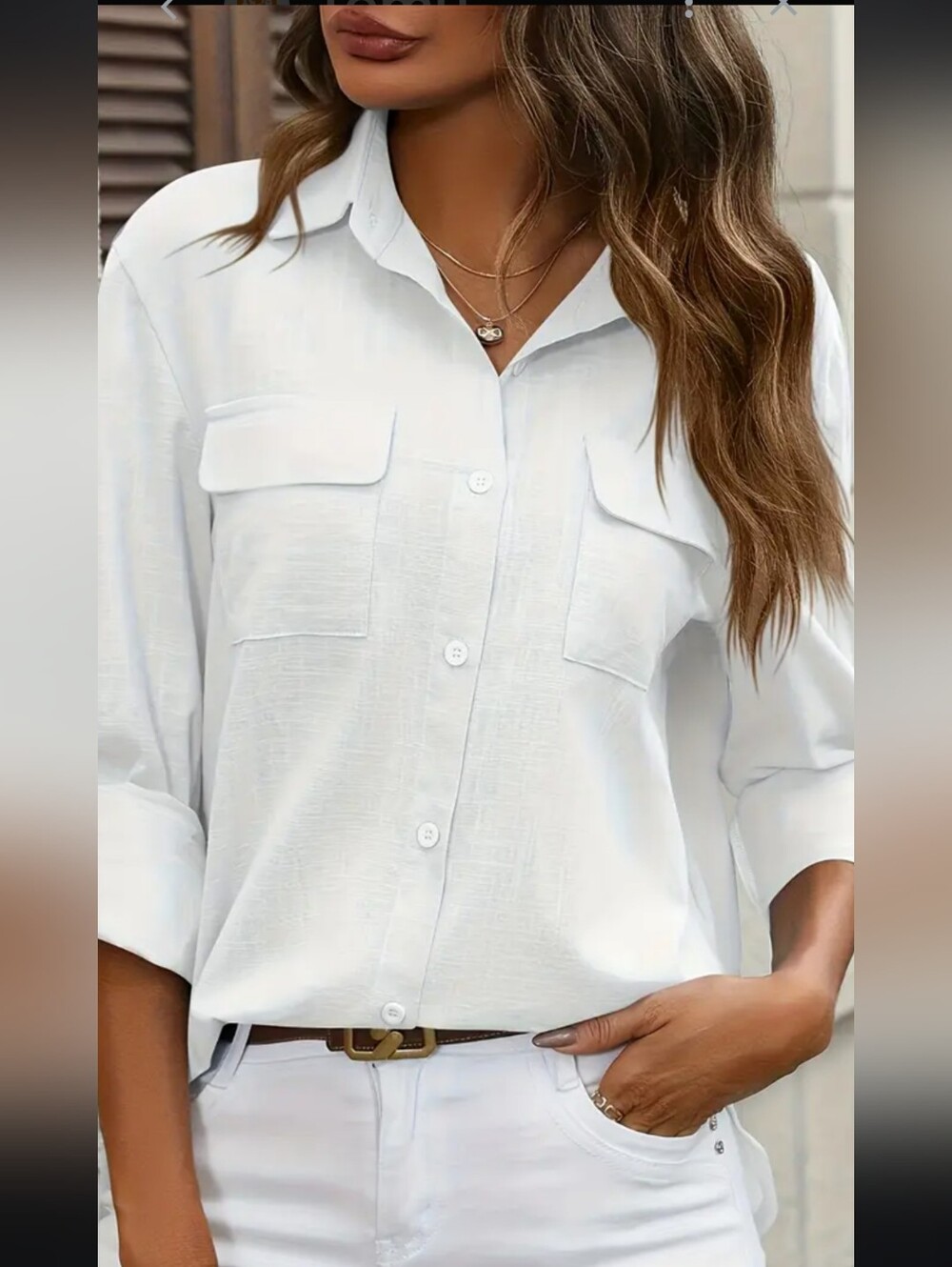 Kim Rogers White Textured Blouse Size L In Excellant Shape
